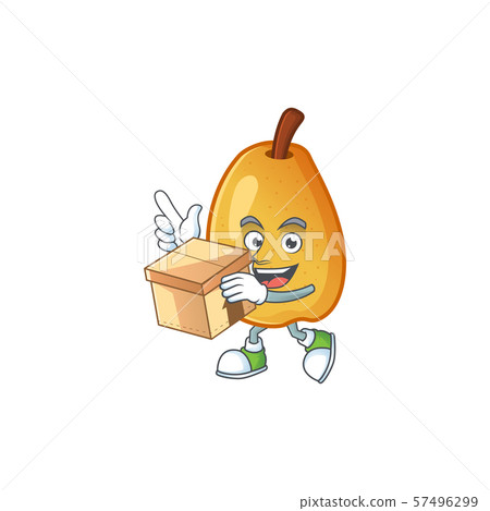 With box sweet fragrant pear cartoon on white background With box sweet fragrant pear cartoon on white background 57496299