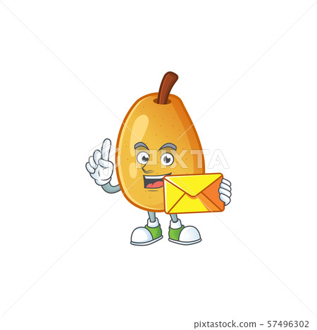 With envelope sweet fragrant pear cartoon on white background 57496302