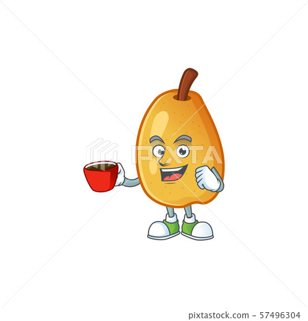 Drinking in cup sweet fragrant pear cartoon on white background Drinking in cup sweet fragrant pear cartoon on white background 57496304