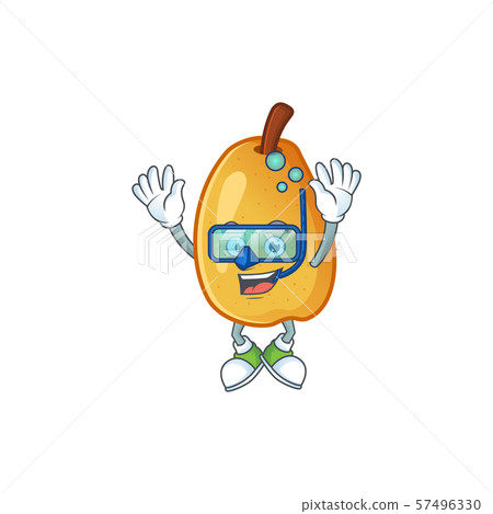 Diving sweet fragrant pear cartoon on white background Diving sweet fragrant pear cartoon on white background 57496330