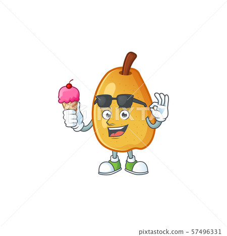 With ice cream sweet fragrant pear cartoon on white background With ice cream sweet fragrant pear cartoon on white background 57496331