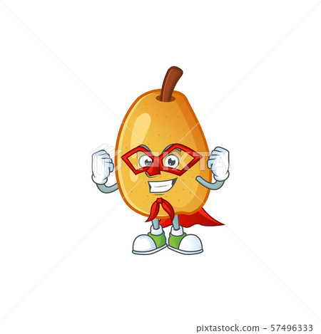 Super hero sweet fragrant pear cartoon on white background Super hero sweet fragrant pear cartoon on white background 57496333