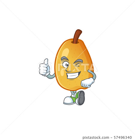 Thumbs up sweet fragrant pear cartoon on white background Thumbs up sweet fragrant pear cartoon on white background 57496340