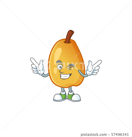 Wink sweet fragrant pear cartoon on white background Wink sweet fragrant pear cartoon on white background 57496341