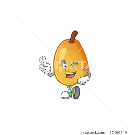 Two finger sweet fragrant pear cartoon on white background Two finger sweet fragrant pear cartoon on white background 57496349