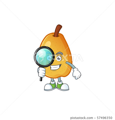 Detective sweet fragrant pear cartoon on white background Detective sweet fragrant pear cartoon on white background 57496350
