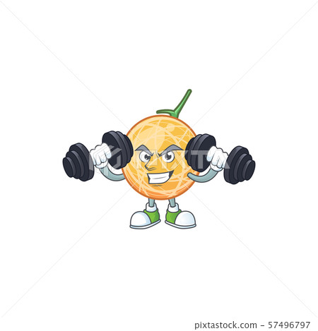 Fitness dessert cantaloupe fruit cartoon with mascot 57496797