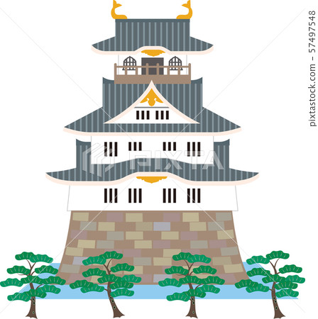 Japanese castle and pine. Vector material. Japanese castle and pine. Vector material. 57497548