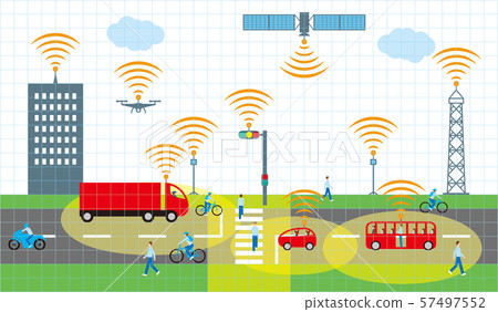 Self-driving left side street image icon vector material 57497552