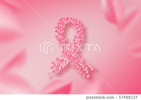 Breast cancer awareness ribbon made from petal Breast cancer awareness ribbon made from petal 57498137