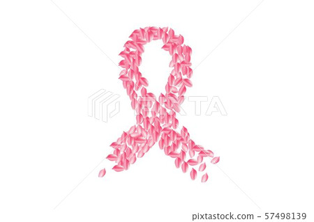 Breast cancer awareness ribbon made from petal Breast cancer awareness ribbon made from petal 57498139