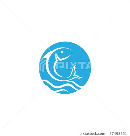 Fish jump Logo Template vector icon - Stock Illustration [57498561] - PIXTA