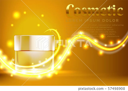 cream jar cosmetic products ad, with shiny gold 57498908
