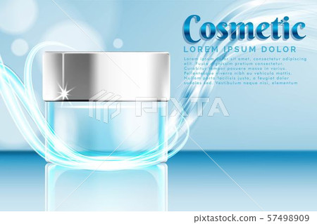 cream jar cosmetic products ad, with water splash 57498909