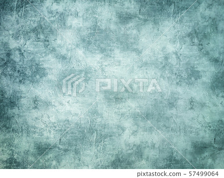 Old turquoise wall covered with uneven plaster. 57499064
