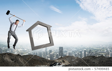 Crashing real estate market concept. Crashing real estate market concept. 57499485