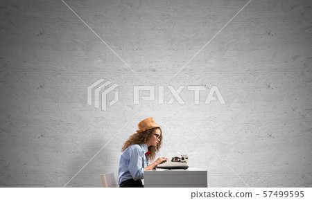 Creative inspiration of young female writer. Creative inspiration of young female writer. 57499595