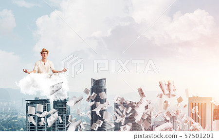 Young man keeping mind conscious. 57501201