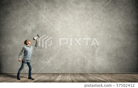 Boy with megaphone 57502412
