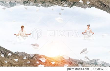 Young couple keeping mind conscious. 57503799