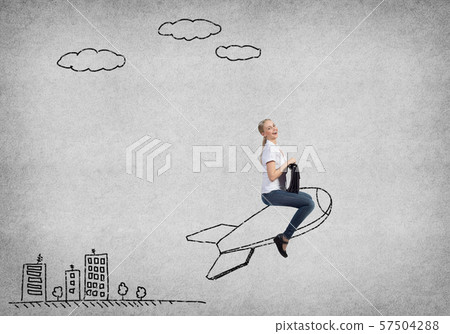 Girl on rocket Girl on rocket 57504288