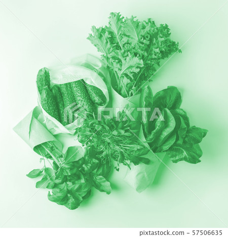 fresh vegetables in eco cotton bags, paper package fresh vegetables in eco cotton bags, paper package 57506635