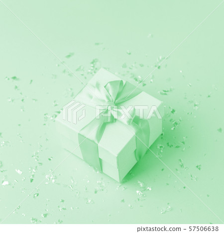 White gift box and confetti with copy space for White gift box and confetti with copy space for 57506638
