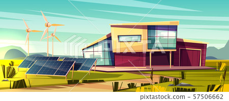 Renewable energy for house cartoon concept 57506662