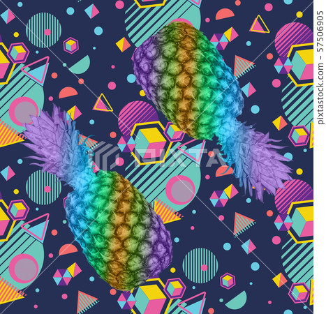 Pineapple with colorful geometric patterns Pineapple with colorful geometric patterns 57506905