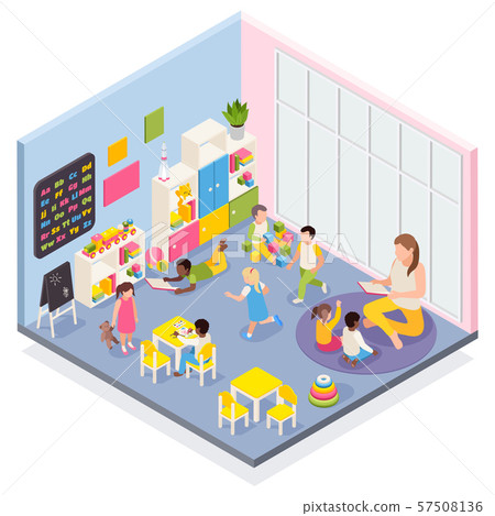 Kindergarten Room Isometric Composition 57508136