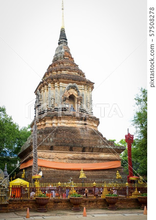Old pagoda of Wat Lok Molee at sunset in Chiang Mai,Thailand 57508278