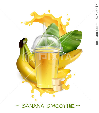 Banana Smoothie Realistic Composition Banana Smoothie Realistic Composition 57508817