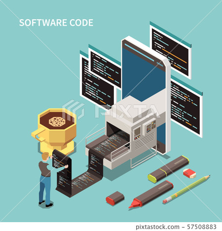 Programming Isometric Concept-插圖素材 [57508883] - PIXTA圖庫
