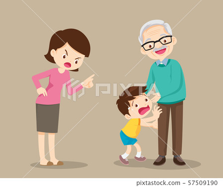 grandparents and grandchildren.Grandson give a 57509190