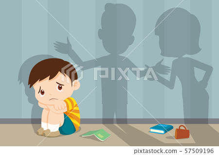 angry family quarreling with sad child 57509196