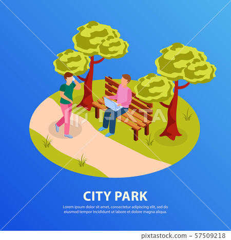 City Park Isometric Composition - Stock Illustration [57509218] - PIXTA
