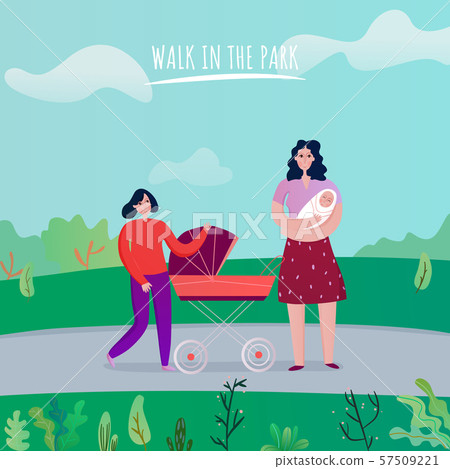 Mom With Kids In Park 57509221