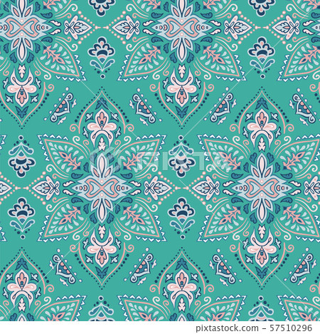 Colorful indian rug paisley ornament pattern design 57510296