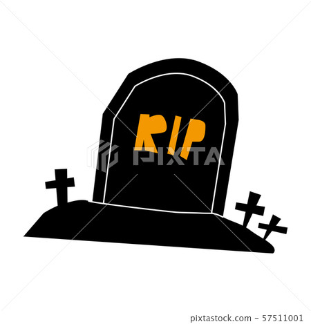 Tombstone rip grave flat single icon. Halloween symbol of fear and danger. Black spooky decorative Tombstone rip grave flat single icon. Halloween symbol of fear and danger. Black spooky decorative 57511001
