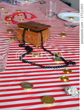 Decorative Christmas bell With Treasure Box background 57511955