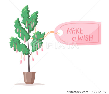 Wish tree, make a wish lettering, notes and labels 57512197