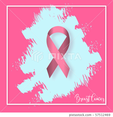 Vector Pink ribbon in Breast Cancer Awareness month symbol with brush stroke effect on blue and pink background   57512469