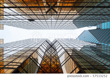 Golden building. Windows glass of modern office 57513252
