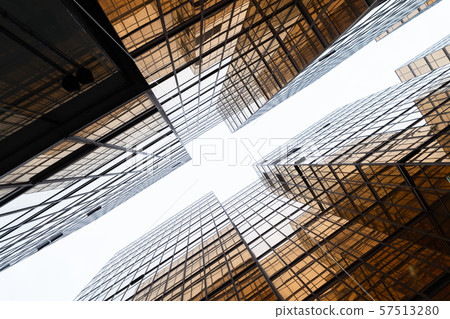 Golden building. Windows glass of modern office 57513280