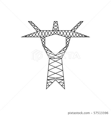 High voltage electric pylon. Simple power line High voltage electric pylon. Simple power line 57513396