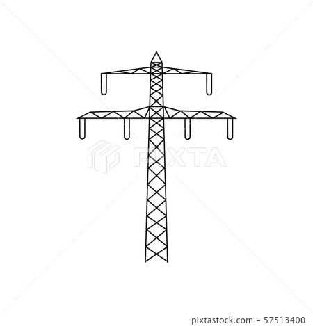 Power line symbol. Electric power line tower Power line symbol. Electric power line tower 57513400