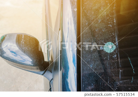 Front view of broken windshield glass of car, Car accident concept Front view of broken windshield glass of car, Car accident concept 57515534