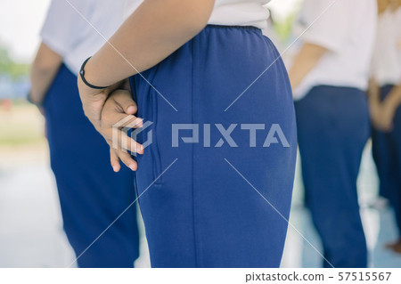 Group of students try to meditate for the peace of mind by walk with Buddhist monk in school. Group of students try to meditate for the peace of mind by walk with Buddhist monk in school. 57515567