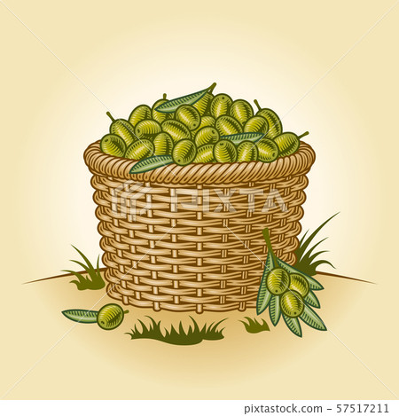 Retro basket of olives 57517211