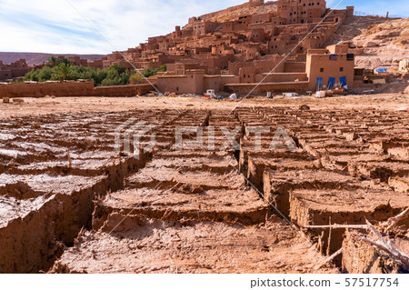Paving stones clay bricks, hand-made exposed to the sun to dry in Morocco Paving stones clay bricks, hand-made exposed to the sun to dry in Morocco 57517754